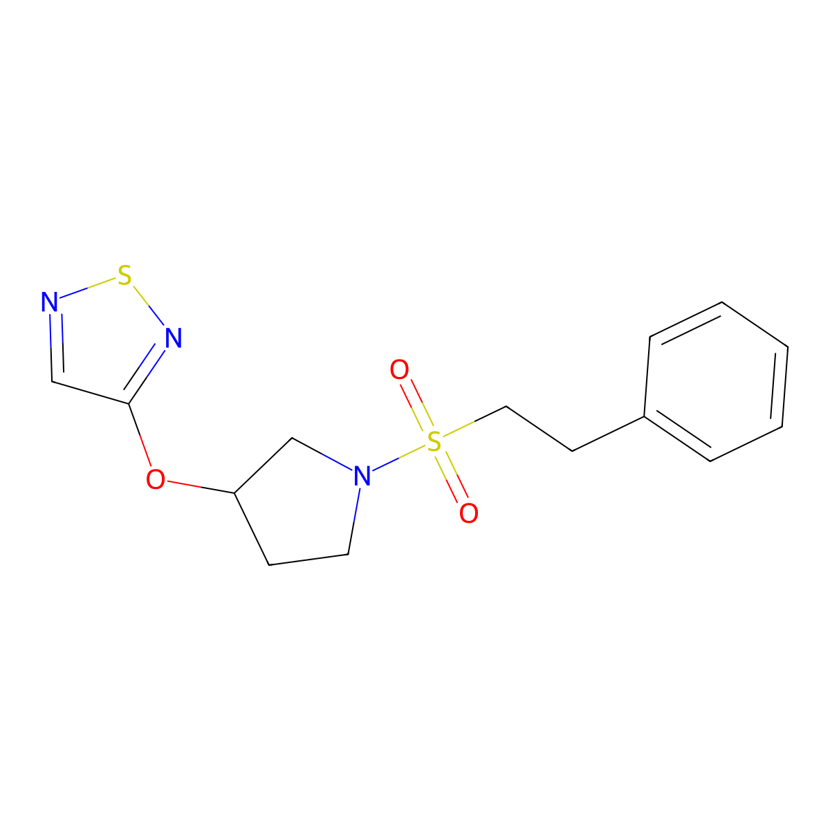 3-{[1-(2-Phenylethanesulfonyl)pyrrolidin-3-yl]oxy}-1,2,5-thiadiazole molecular structure, CAS 2309775-54-8