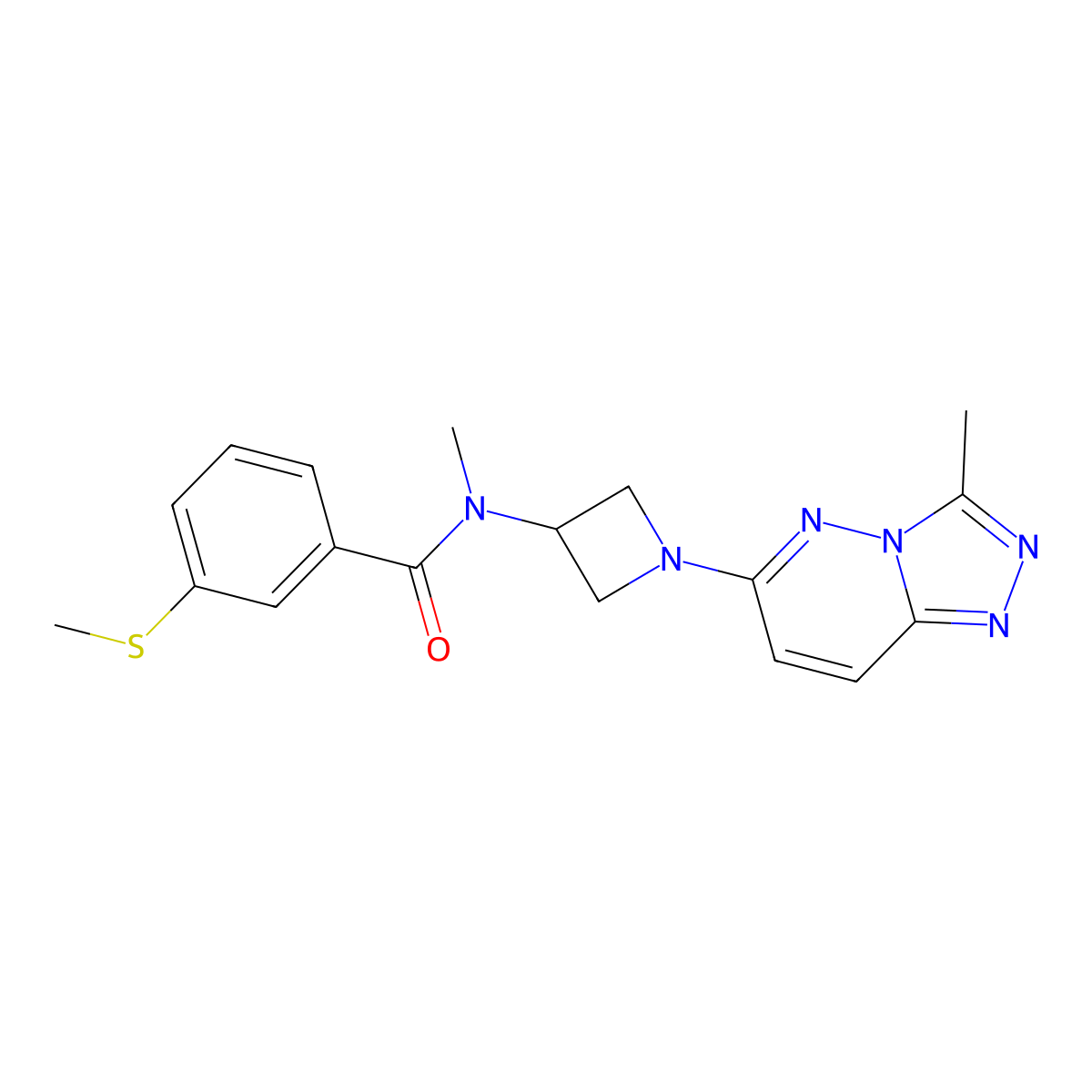 N-methyl-N-(1-(3-methyl-[1,2,4]triazolo[4,3-b]pyridazin-6-yl)azetidin-3-yl)-3-(methylthio)benzamide molecular structure, CAS 2309775-89-9