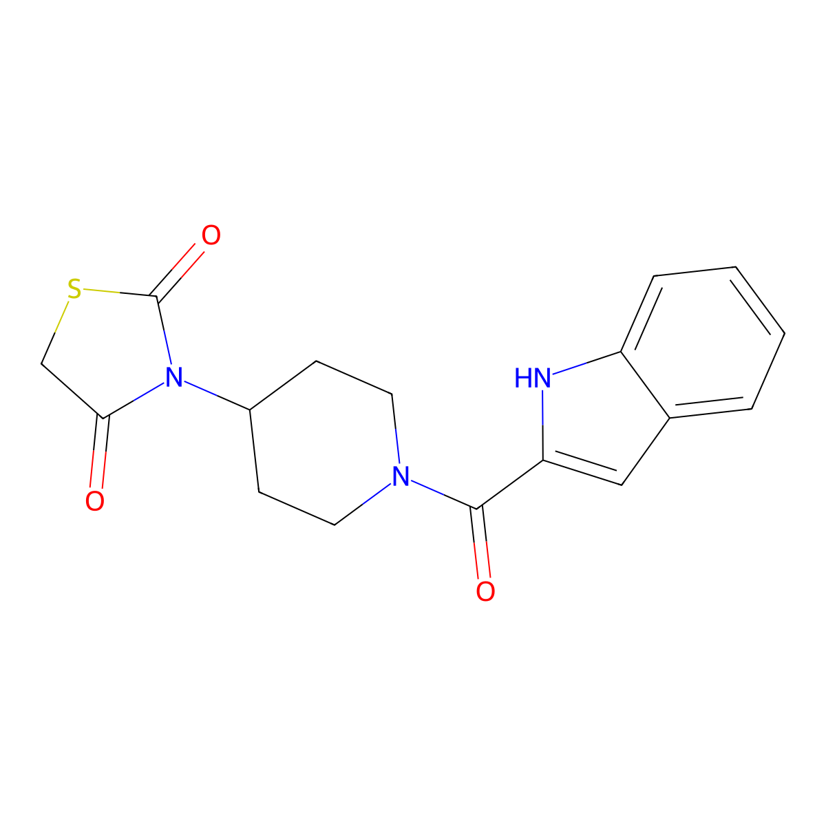 3-[1-(1H-indole-2-carbonyl)piperidin-4-yl]-1,3-thiazolidine-2,4-dione molecular structure, CAS 2309776-31-4