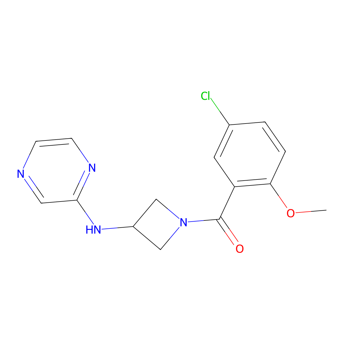 N-[1-(5-chloro-2-methoxybenzoyl)azetidin-3-yl]pyrazin-2-amine molecular structure, CAS 2309776-39-2