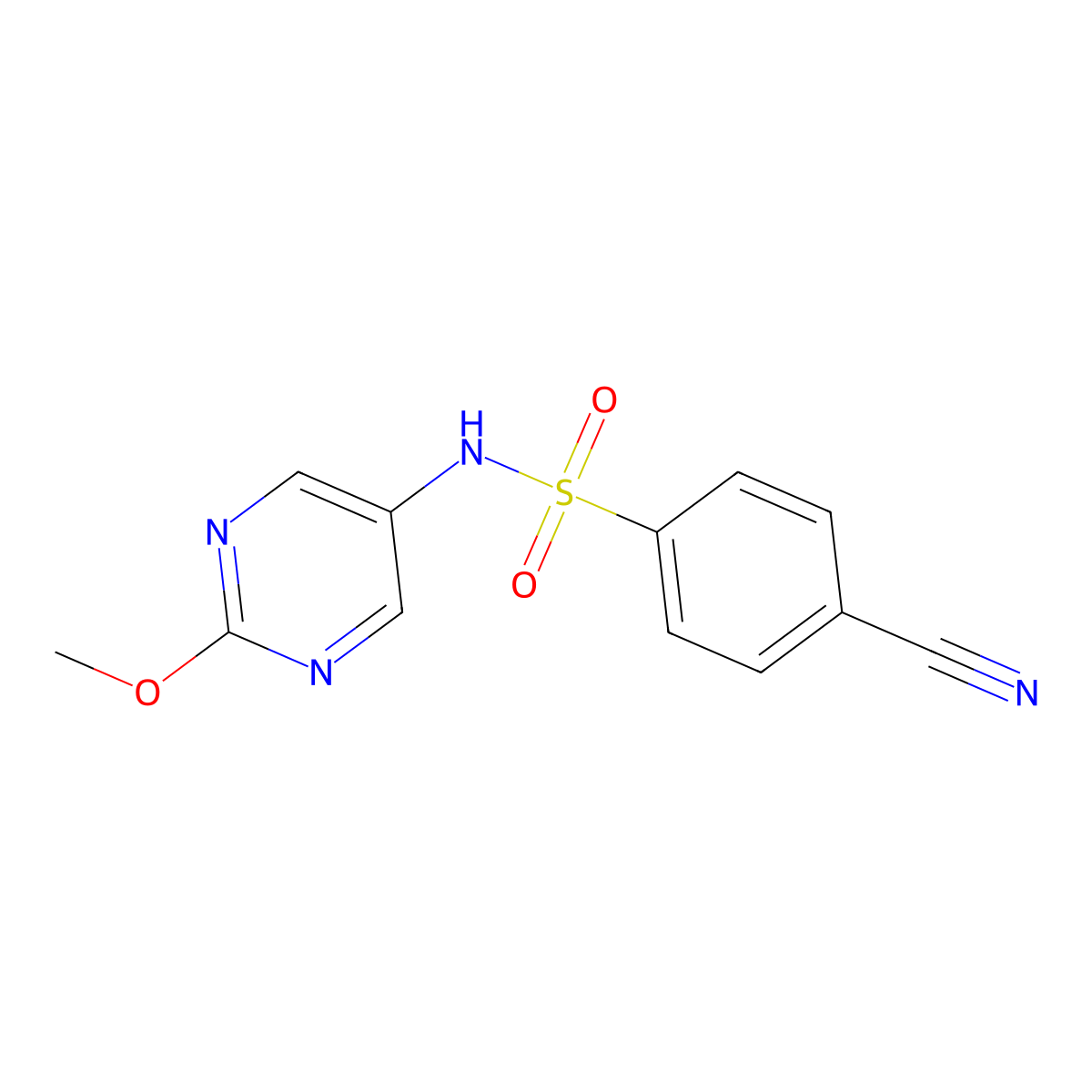 4-cyano-N-(2-methoxypyrimidin-5-yl)benzenesulfonamide molecular structure, CAS 2309776-51-8
