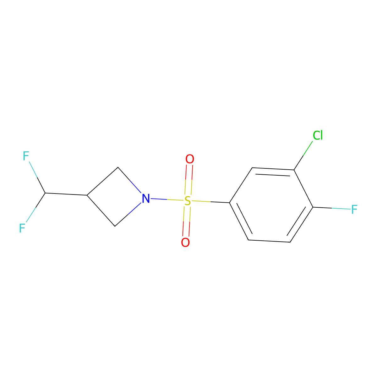 1-((3-Chloro-4-fluorophenyl)sulfonyl)-3-(difluoromethyl)azetidine molecular structure, CAS 2309776-55-2