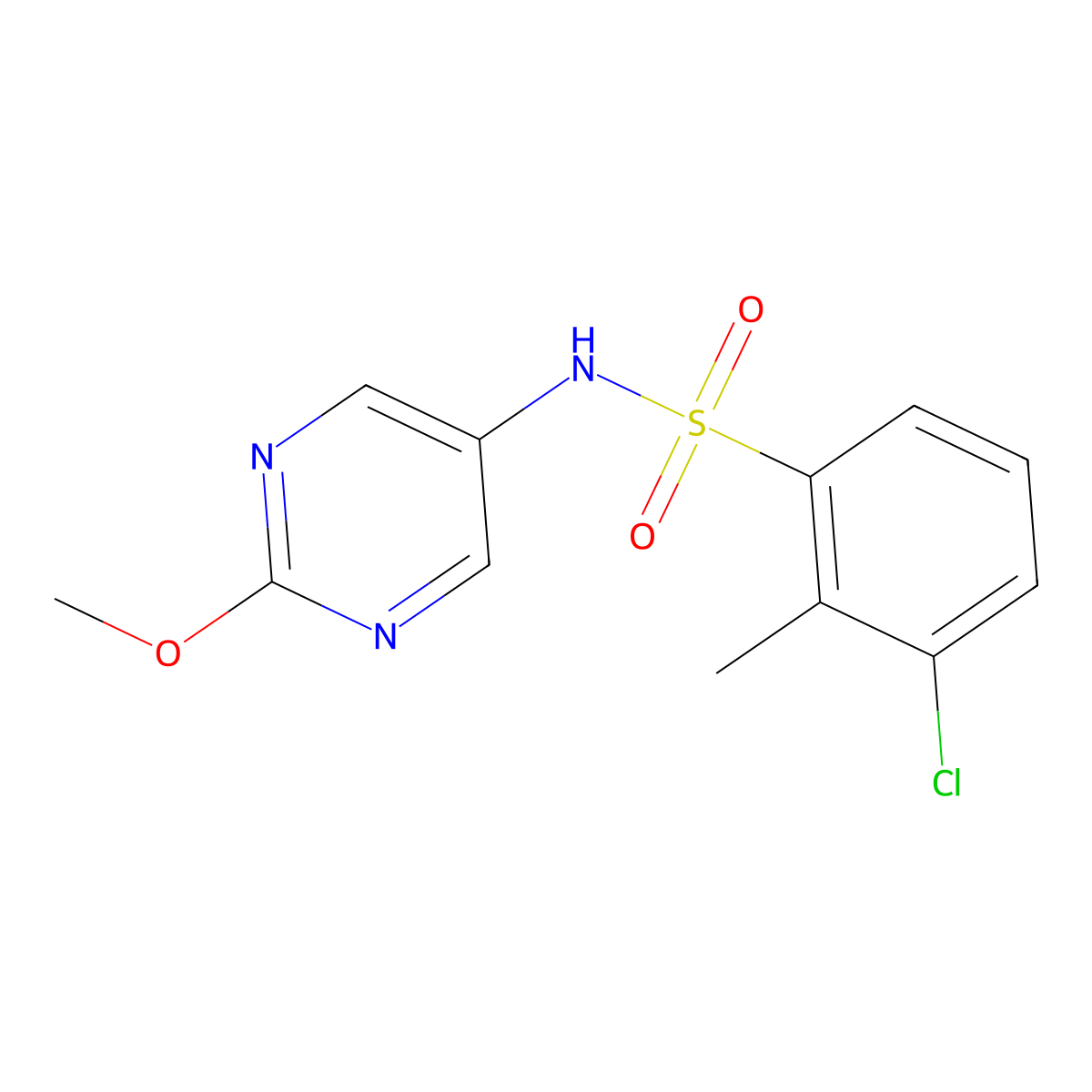 3-chloro-N-(2-methoxypyrimidin-5-yl)-2-methylbenzenesulfonamide molecular structure, CAS 2309776-56-3