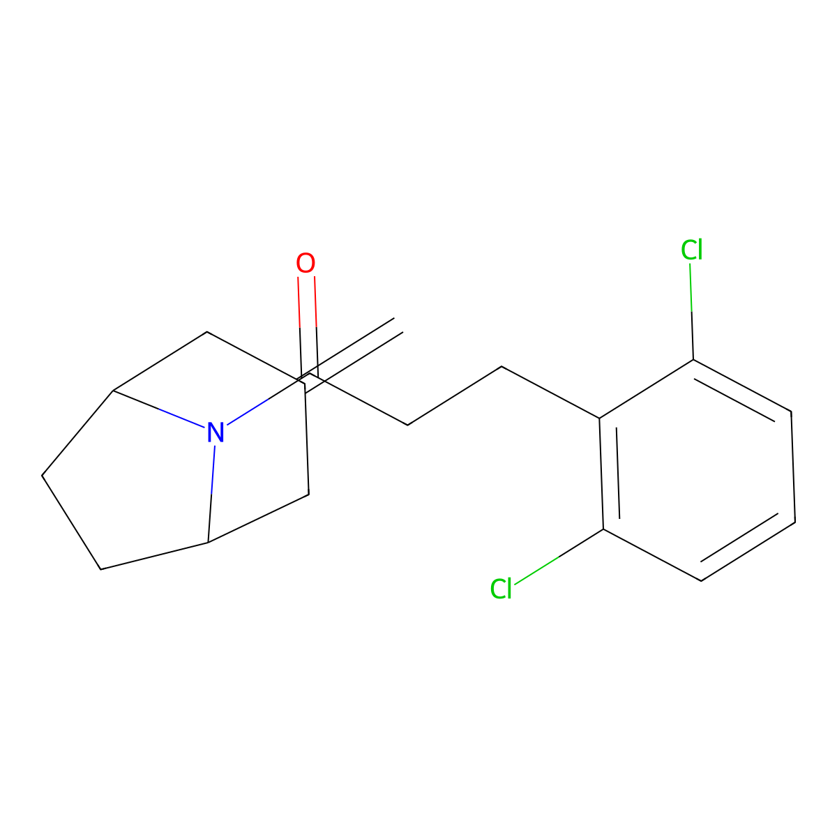 3-(2,6-Dichlorophenyl)-1-{3-methylidene-8-azabicyclo[3.2.1]octan-8-yl}propan-1-one molecular structure, CAS 2309776-58-5