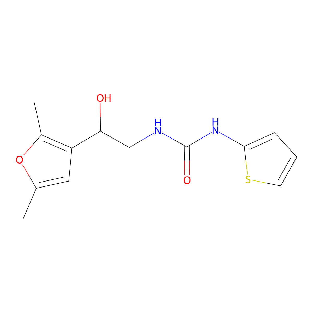 3-[2-(2,5-Dimethylfuran-3-yl)-2-hydroxyethyl]-1-(thiophen-2-yl)urea molecular structure, CAS 2309776-68-7
