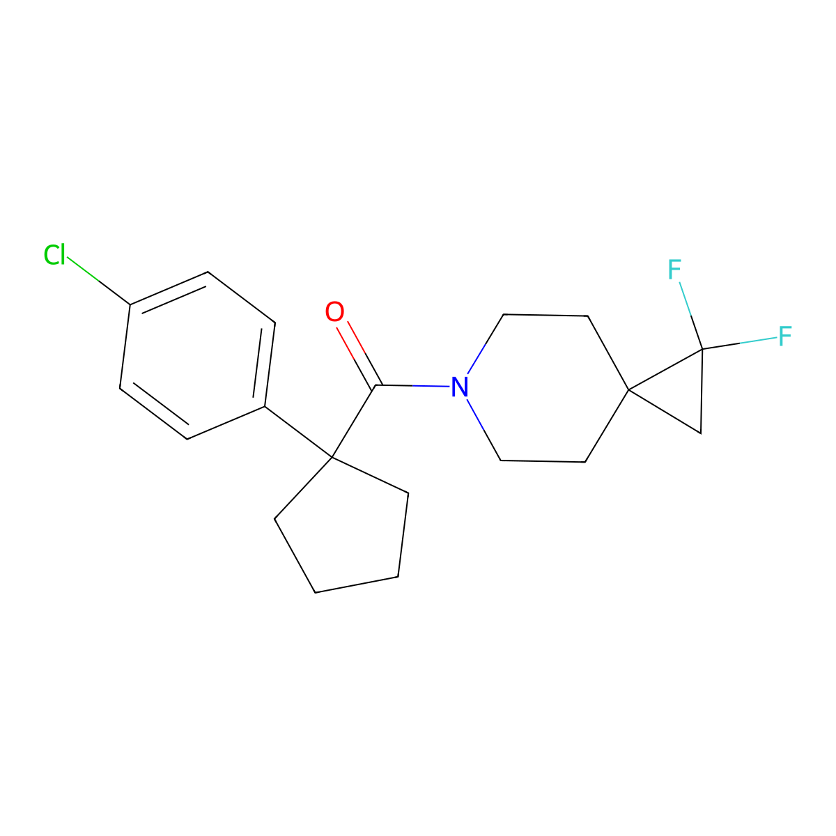 6-[1-(4-Chlorophenyl)cyclopentanecarbonyl]-1,1-difluoro-6-azaspiro[2.5]octane molecular structure, CAS 2309776-79-0