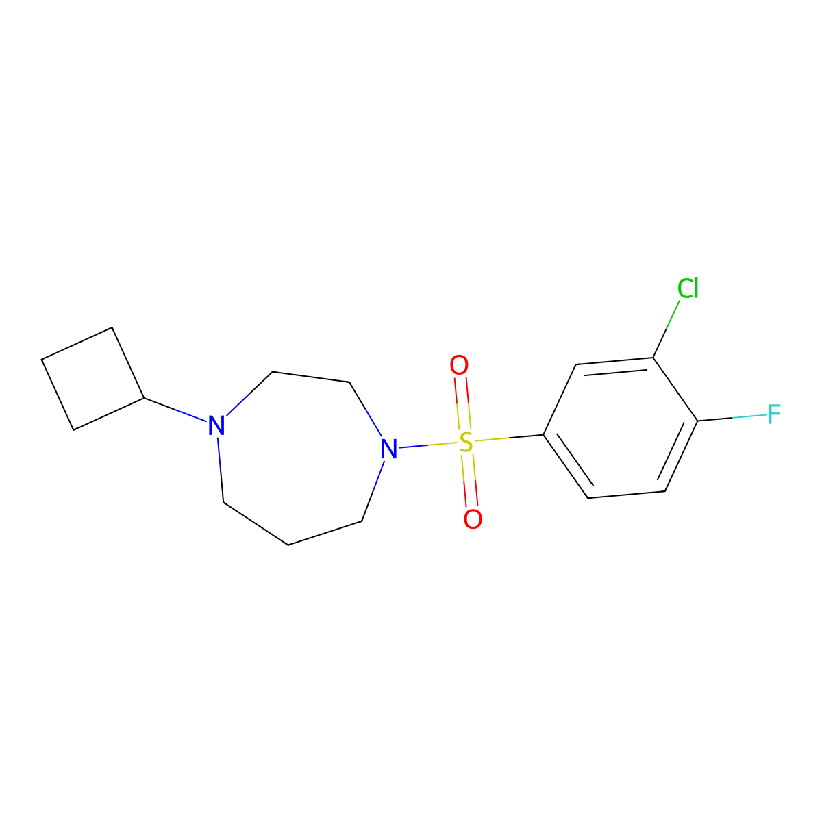 1-((3-Chloro-4-fluorophenyl)sulfonyl)-4-cyclobutyl-1,4-diazepane molecular structure, CAS 2309777-01-1