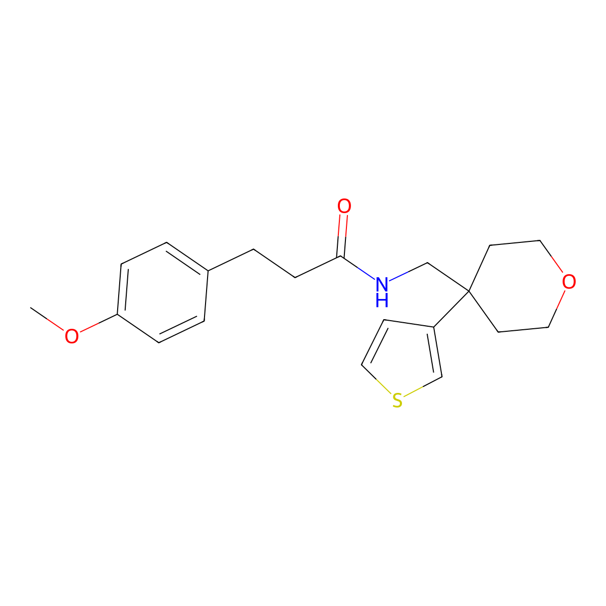 3-(4-methoxyphenyl)-N-{[4-(thiophen-3-yl)oxan-4-yl]methyl}propanamide molecular structure, CAS 2309777-14-6