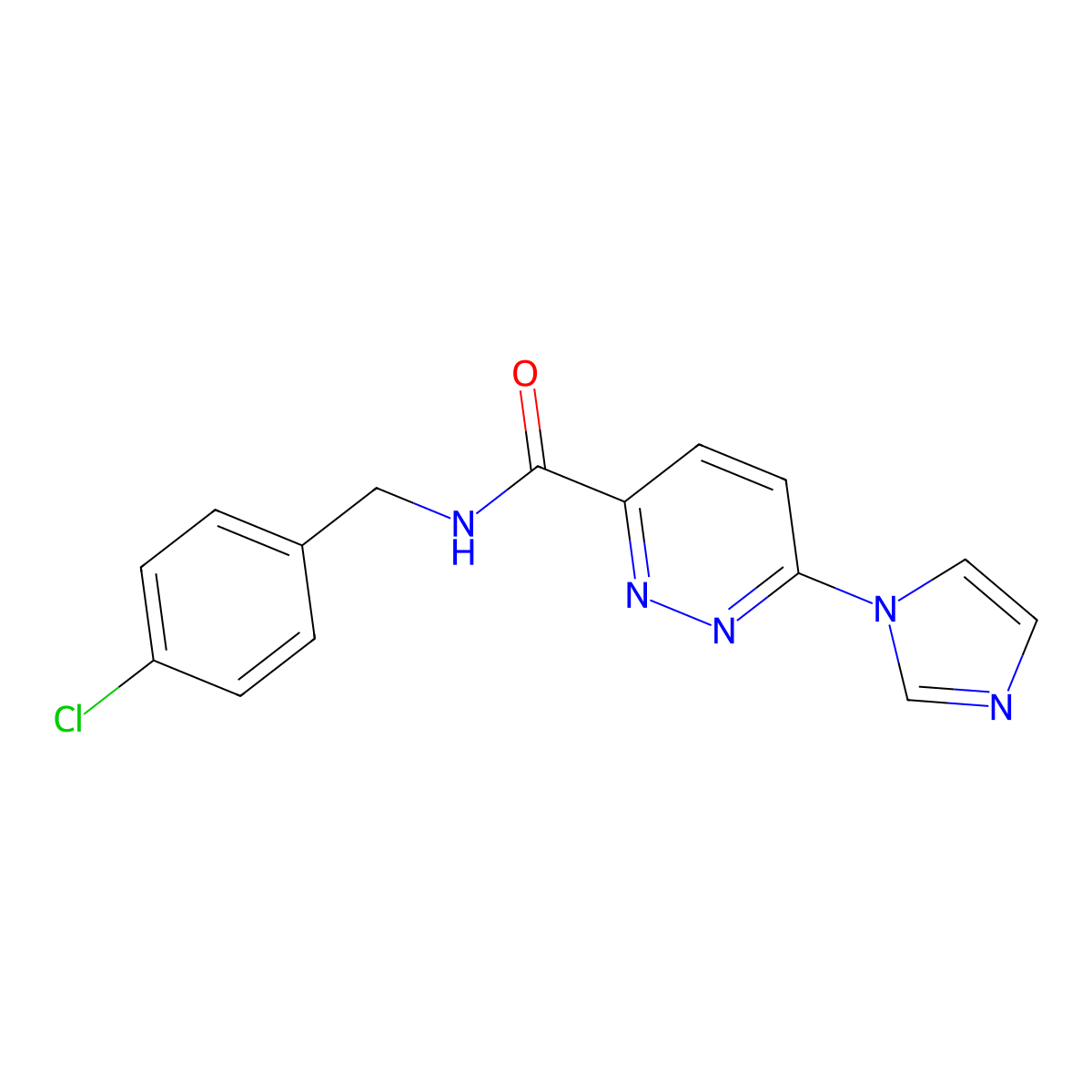 N-(4-chlorobenzyl)-6-(1H-imidazol-1-yl)pyridazine-3-carboxamide molecular structure, CAS 2309777-72-6