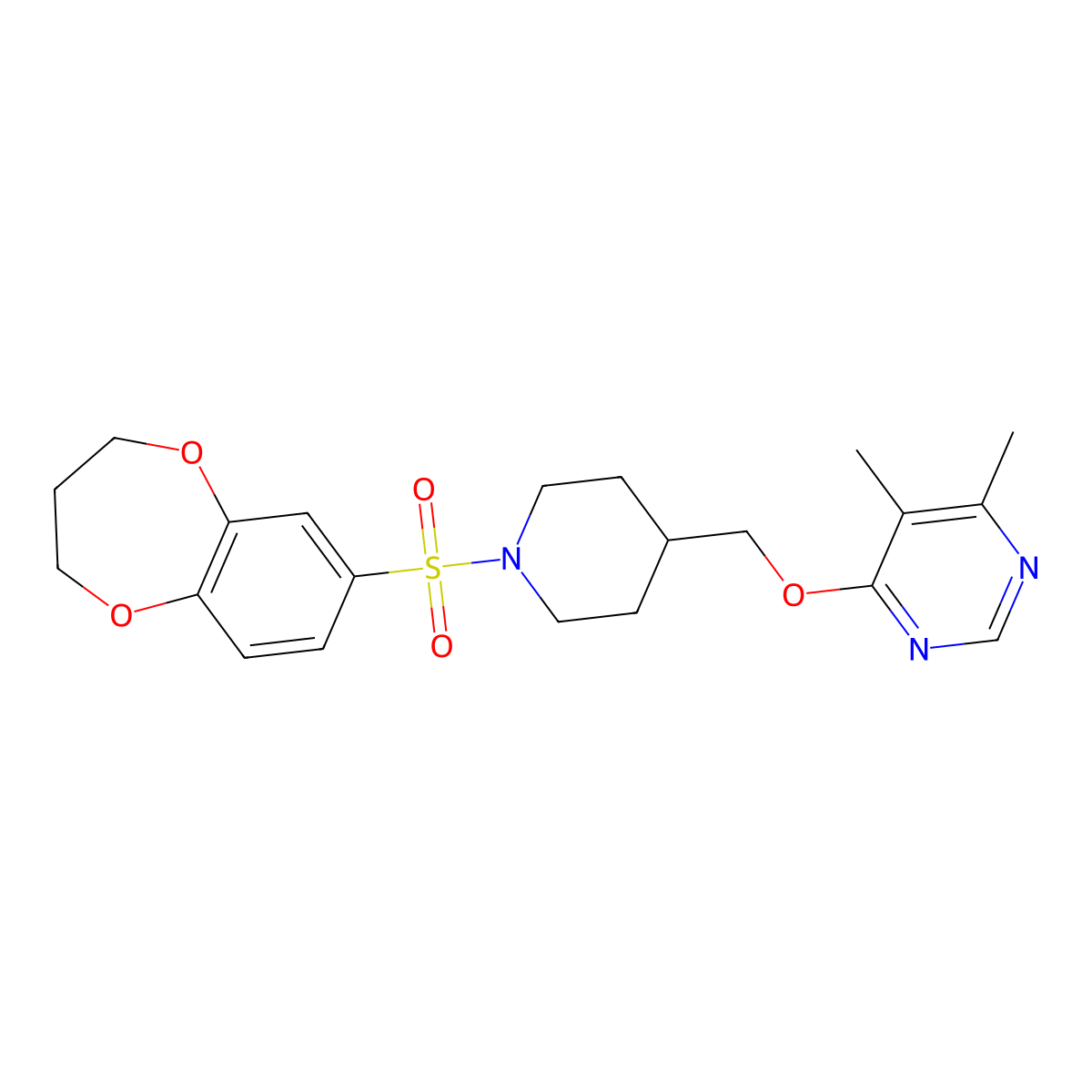 4-{[1-(3,4-dihydro-2H-1,5-benzodioxepine-7-sulfonyl)piperidin-4-yl]methoxy}-5,6-dimethylpyrimidine molecular structure, CAS 2309778-32-1