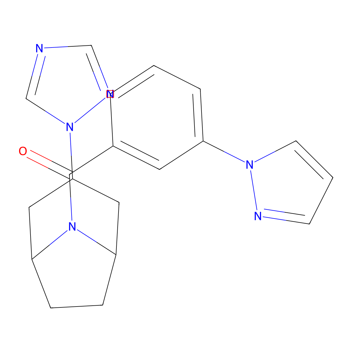 8-[3-(1H-pyrazol-1-yl)benzoyl]-3-(1H-1,2,4-triazol-1-yl)-8-azabicyclo[3.2.1]octane molecular structure, CAS 2309778-48-9
