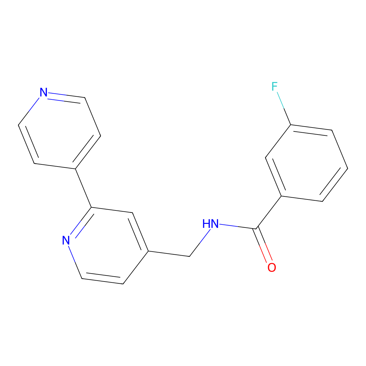 N-({[2,4'-bipyridine]-4-yl}methyl)-3-fluorobenzamide molecular structure, CAS 2309778-68-3