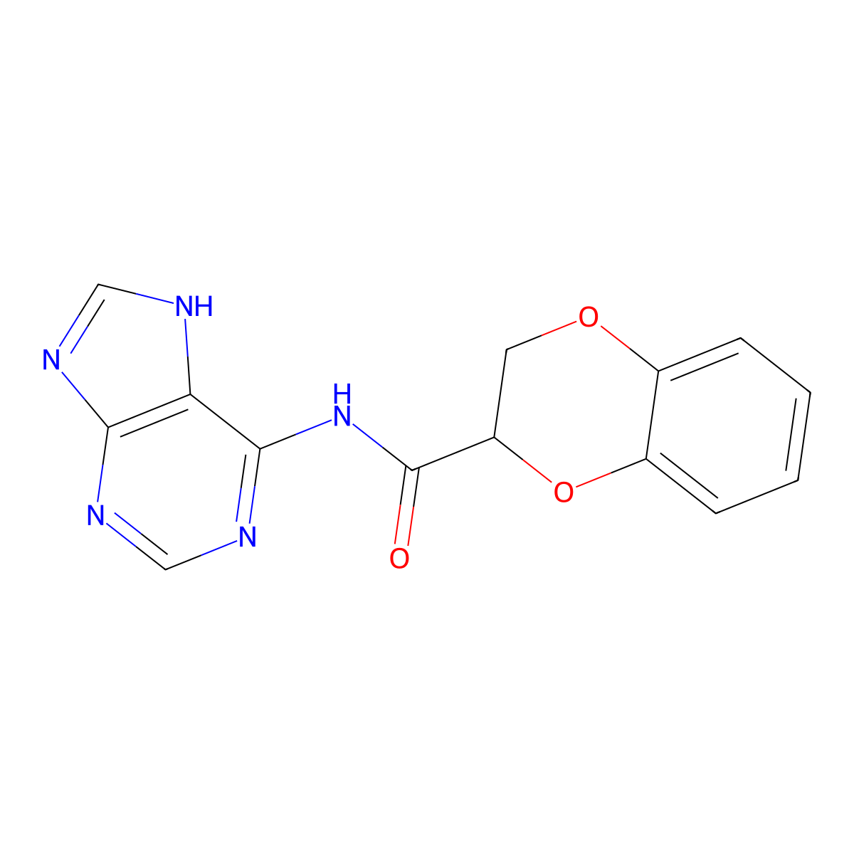 N-(9H-purin-6-yl)-2,3-dihydro-1,4-benzodioxine-2-carboxamide molecular structure, CAS 2309778-88-7