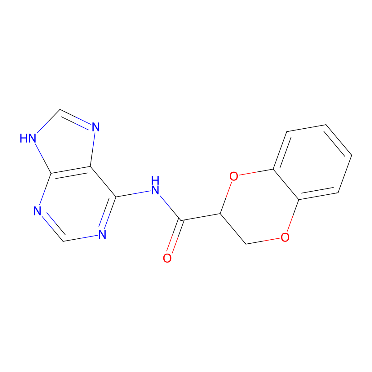 N-(9H-purin-6-yl)-2,3-dihydro-1,4-benzodioxine-2-carboxamide molecular structure, CAS 2309778-88-7