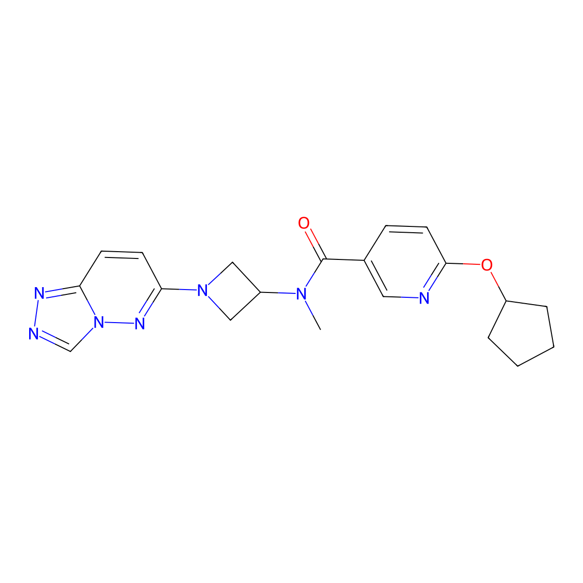 6-(cyclopentyloxy)-N-methyl-N-(1-{[1,2,4]triazolo[4,3-b]pyridazin-6-yl}azetidin-3-yl)pyridine-3-carboxamide molecular structure, CAS 2309778-99-0