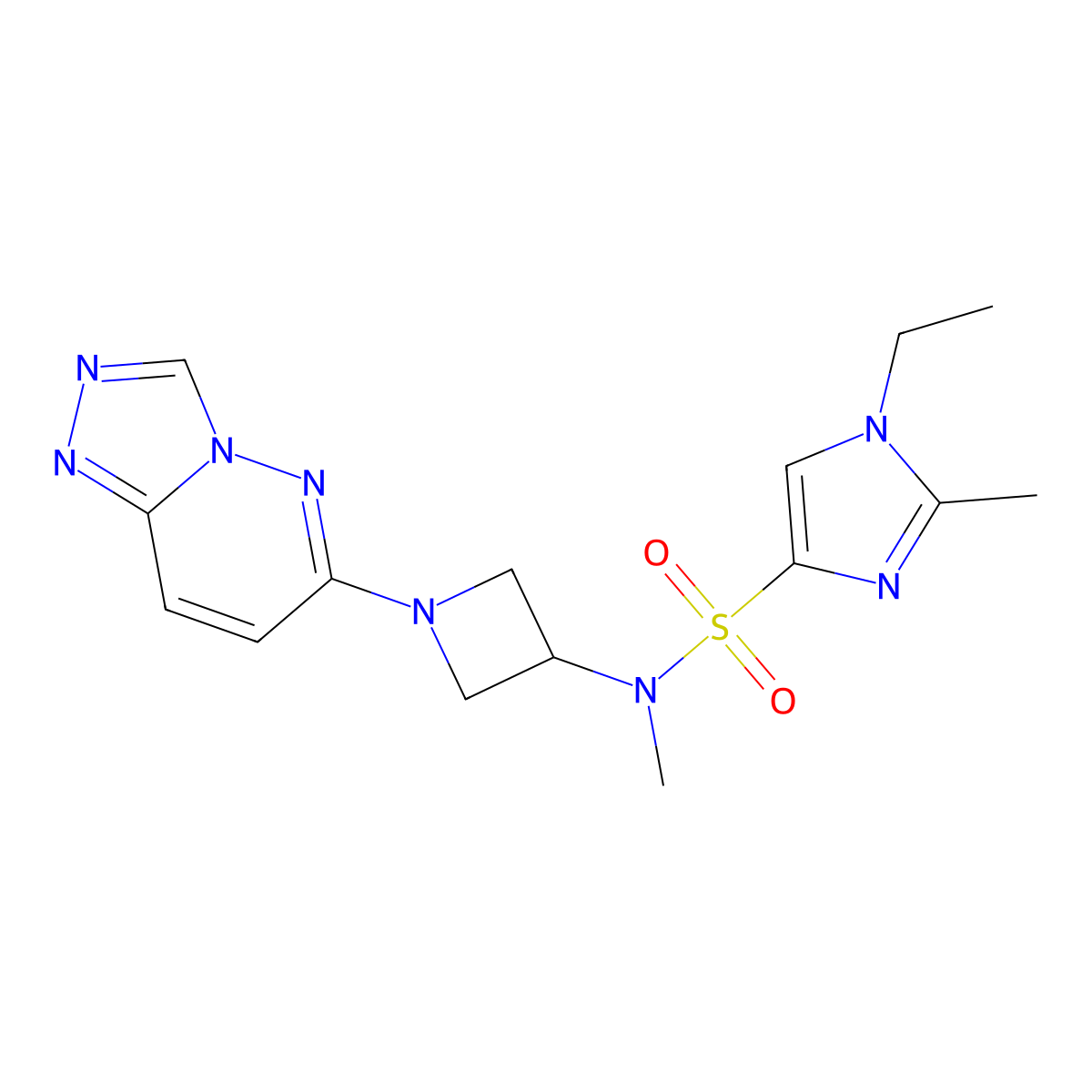 1-ethyl-N,2-dimethyl-N-(1-{[1,2,4]triazolo[4,3-b]pyridazin-6-yl}azetidin-3-yl)-1H-imidazole-4-sulfonamide molecular structure, CAS 2309779-46-0