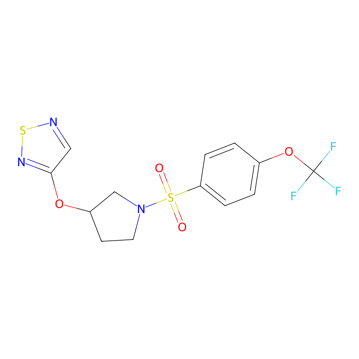 3-({1-[4-(Trifluoromethoxy)benzenesulfonyl]pyrrolidin-3-yl}oxy)-1,2,5-thiadiazole molecular structure, CAS 2309779-67-5