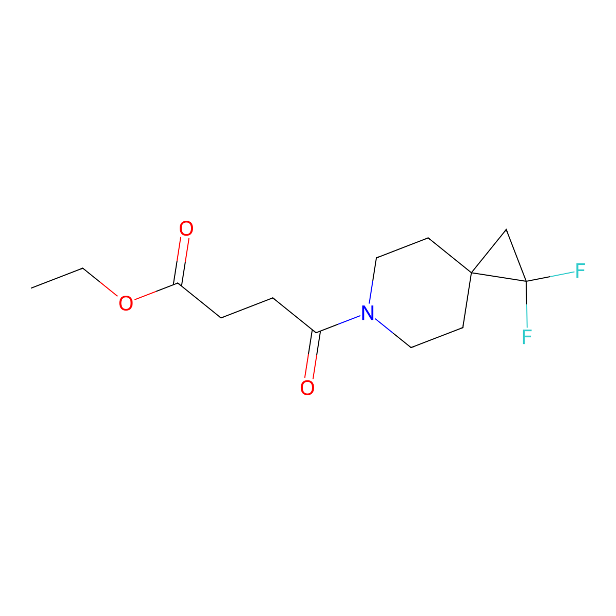 Ethyl 4-(1,1-difluoro-6-azaspiro[2.5]octan-6-yl)-4-oxobutanoate molecular structure, CAS 2309779-98-2