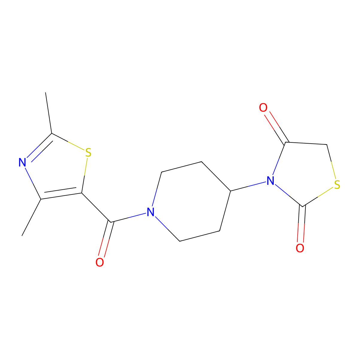 3-(1-(2,4-Dimethylthiazole-5-carbonyl)piperidin-4-yl)thiazolidine-2,4-dione molecular structure, CAS 2309780-46-7