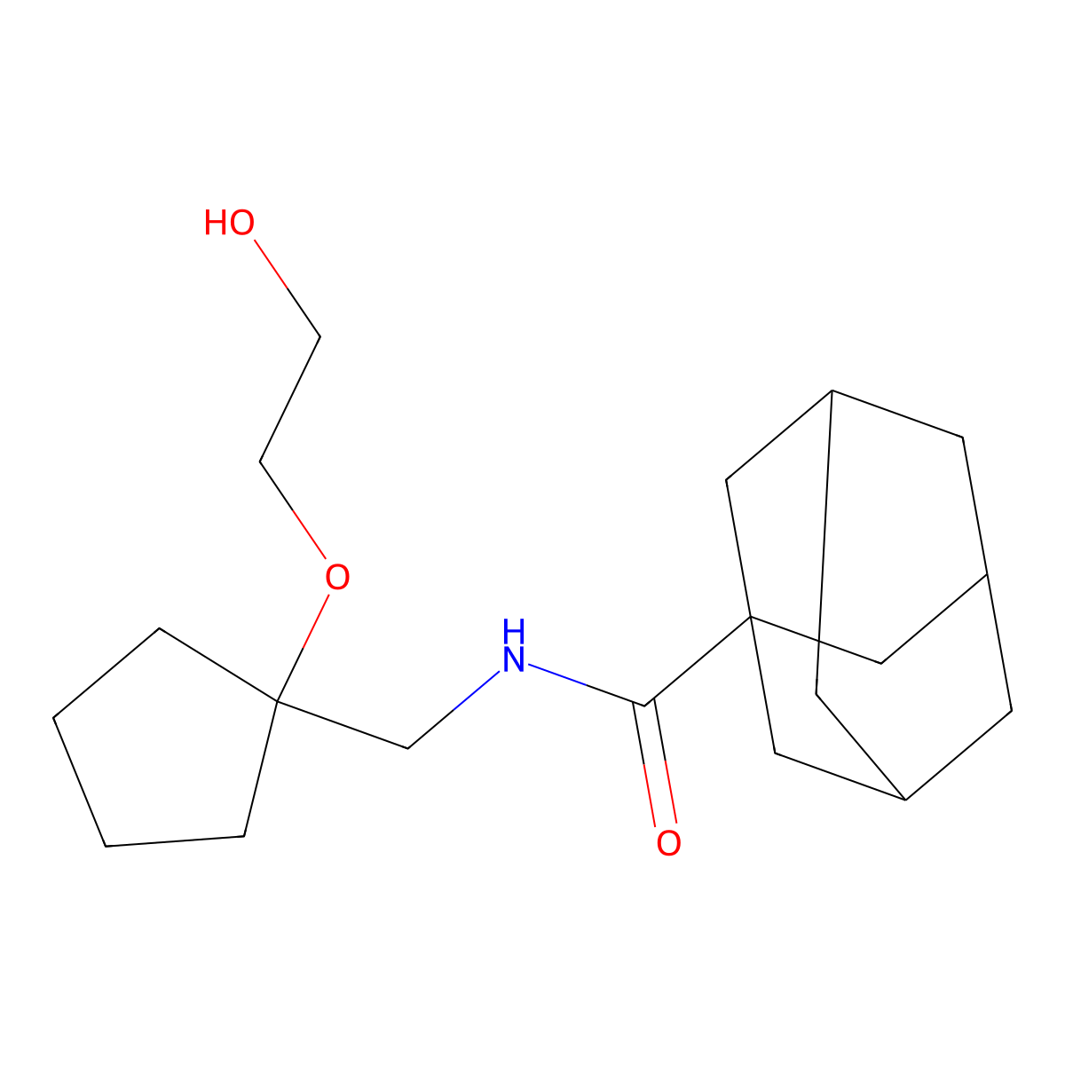 N-{[1-(2-hydroxyethoxy)cyclopentyl]methyl}adamantane-1-carboxamide molecular structure, CAS 2309780-72-9
