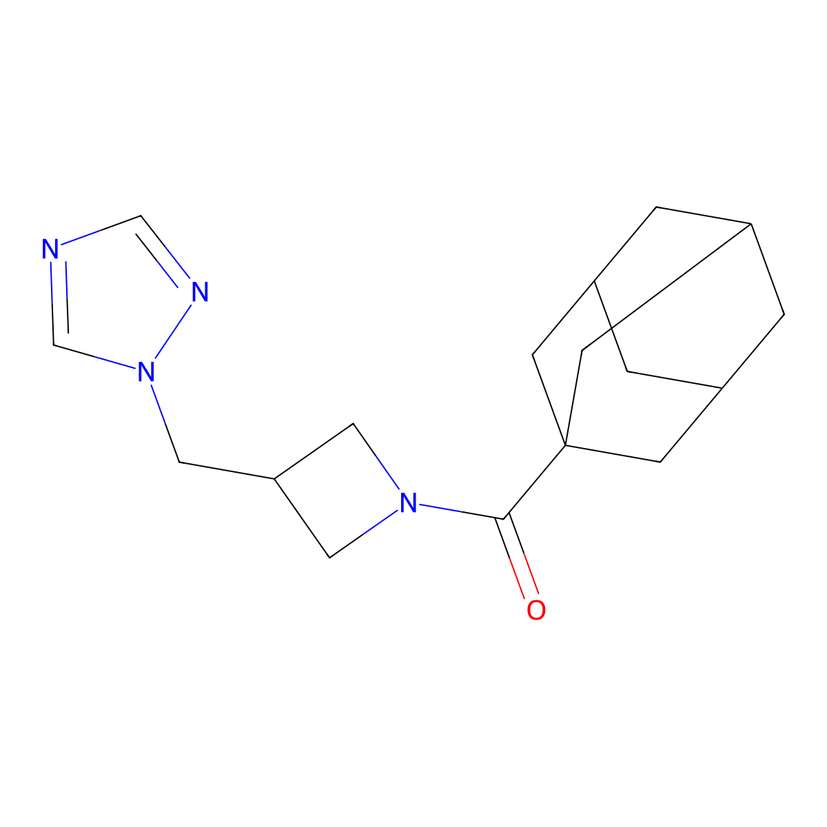 1-{[1-(adamantane-1-carbonyl)azetidin-3-yl]methyl}-1H-1,2,4-triazole molecular structure, CAS 2309781-52-8