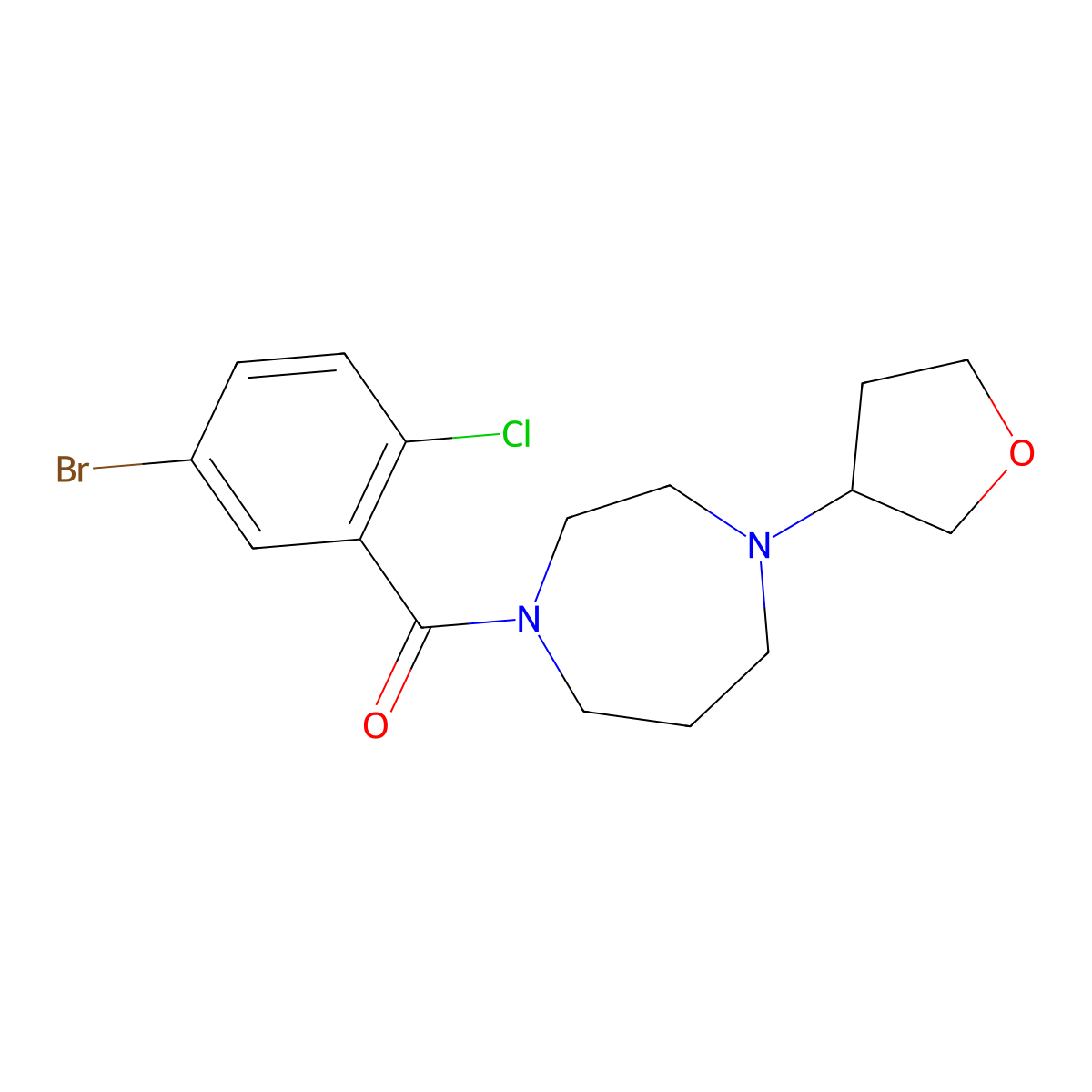 1-(5-Bromo-2-chlorobenzoyl)-4-(oxolan-3-yl)-1,4-diazepane molecular structure, CAS 2309781-69-7
