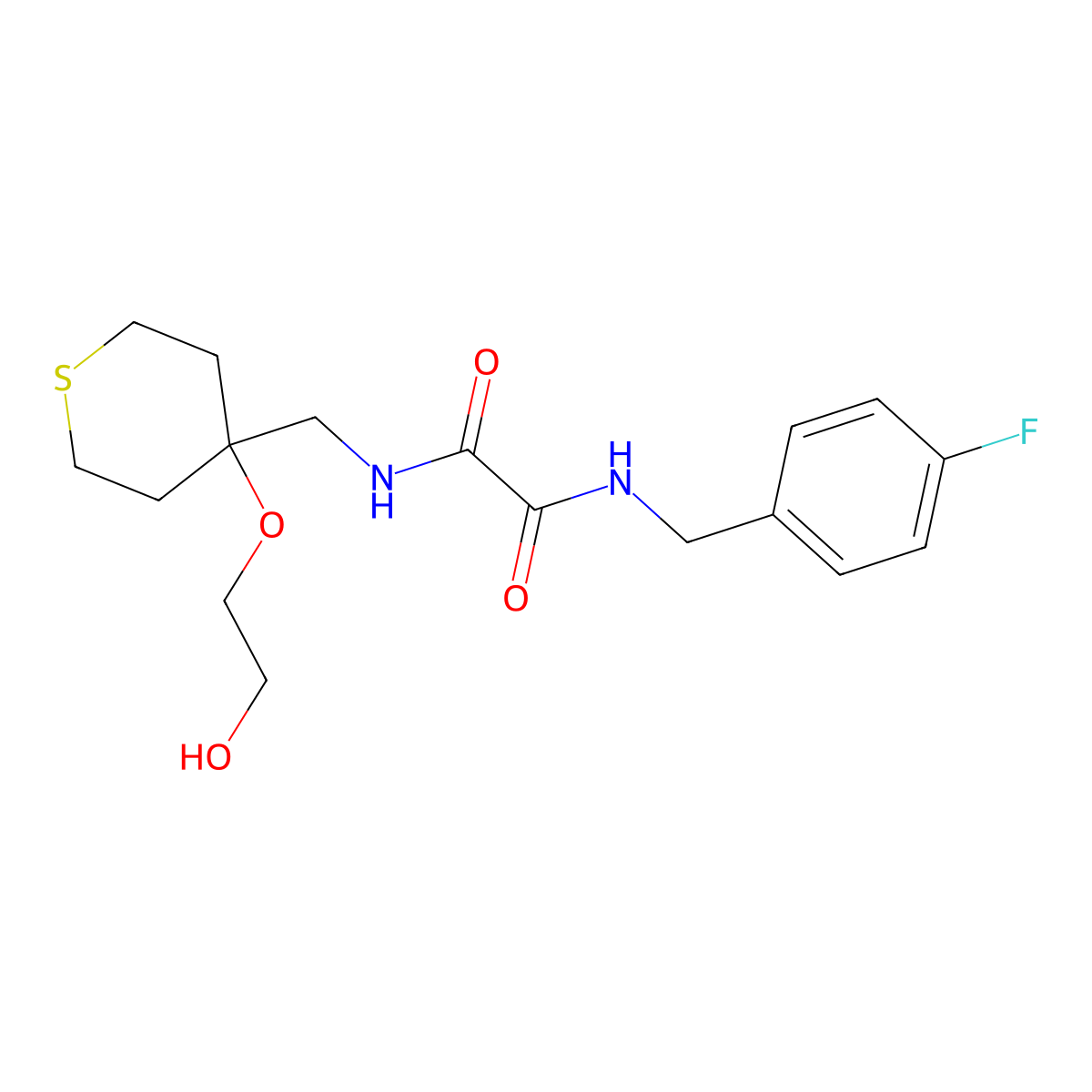N'-[(4-fluorophenyl)methyl]-N-{[4-(2-hydroxyethoxy)thian-4-yl]methyl}ethanediamide molecular structure, CAS 2309795-98-8
