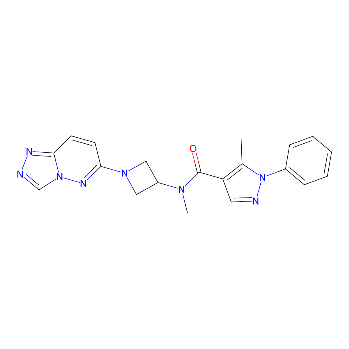 N-(1-([1,2,4]triazolo[4,3-b]pyridazin-6-yl)azetidin-3-yl)-N,5-dimethyl-1-phenyl-1H-pyrazole-4-carboxamide molecular structure, CAS 2309796-06-1