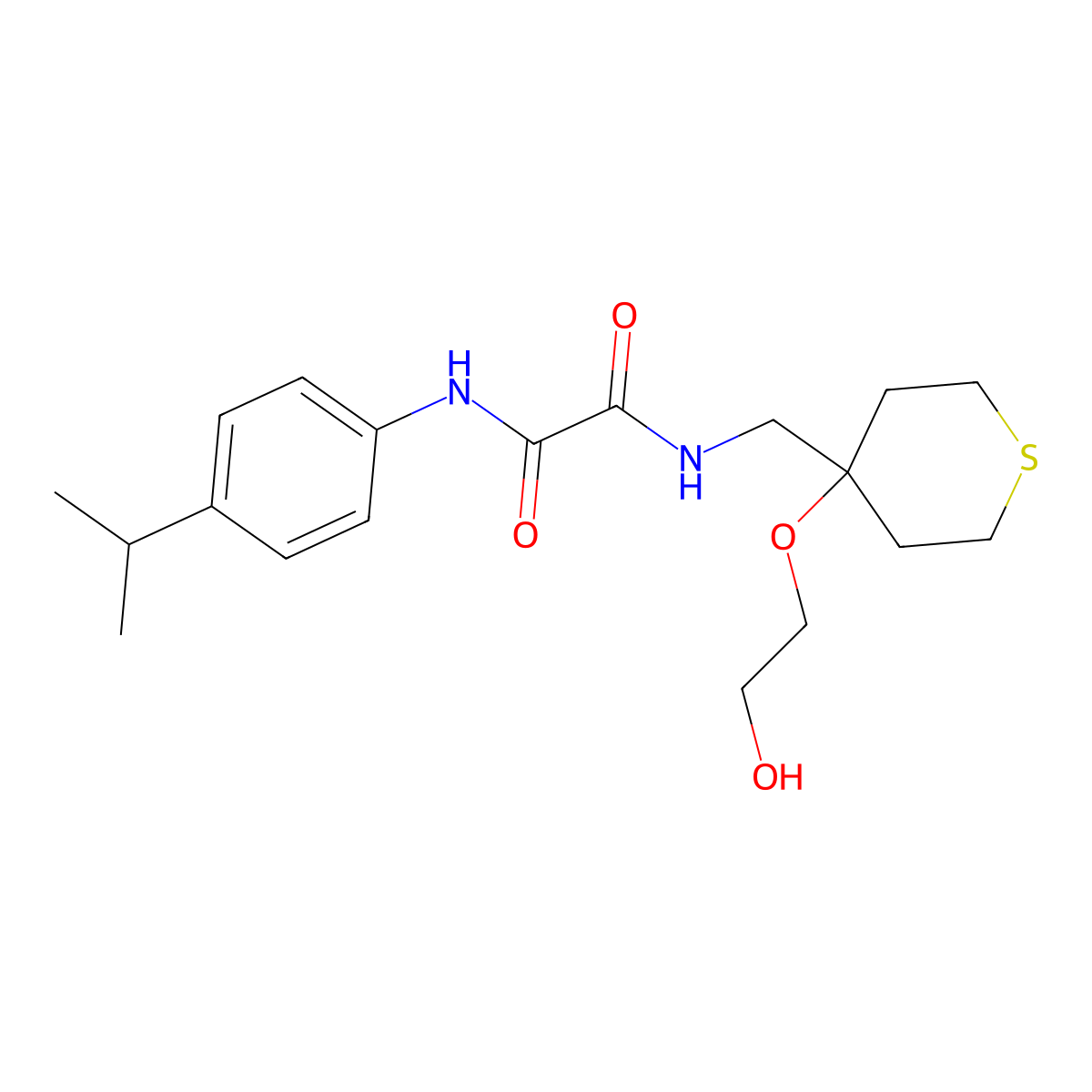 N-{[4-(2-hydroxyethoxy)thian-4-yl]methyl}-N'-[4-(propan-2-yl)phenyl]ethanediamide molecular structure, CAS 2309796-19-6