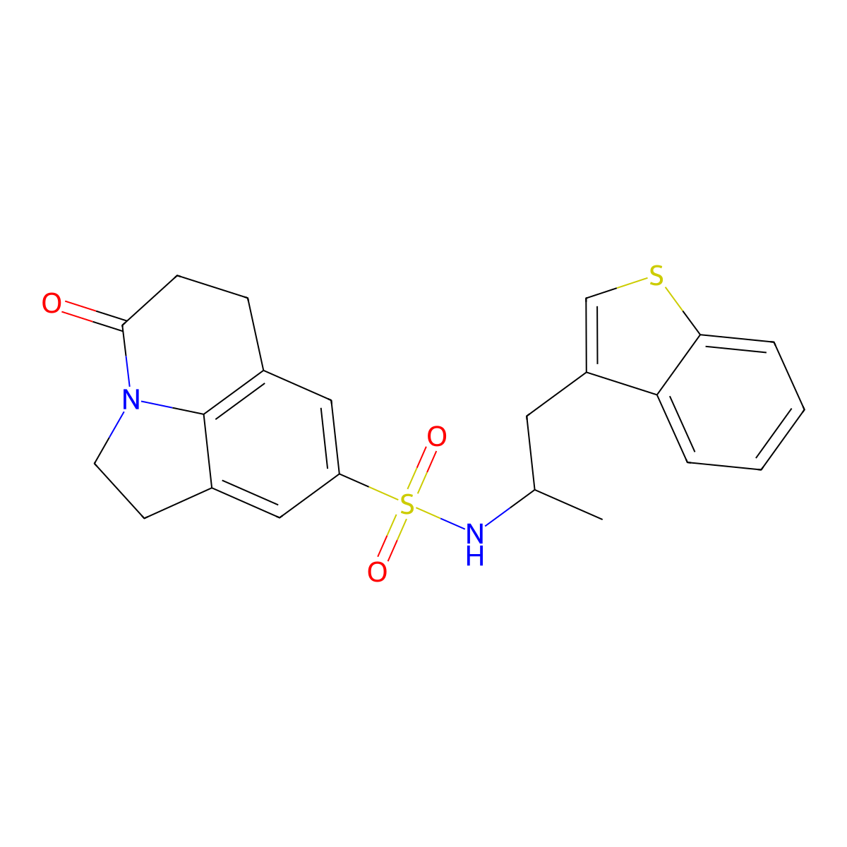 N-(1-(benzo[b]thiophen-3-yl)propan-2-yl)-4-oxo-1,2,5,6-tetrahydro-4H-pyrrolo[3,2,1-ij]quinoline-8-sulfonamide molecular structure, CAS 2309796-75-4
