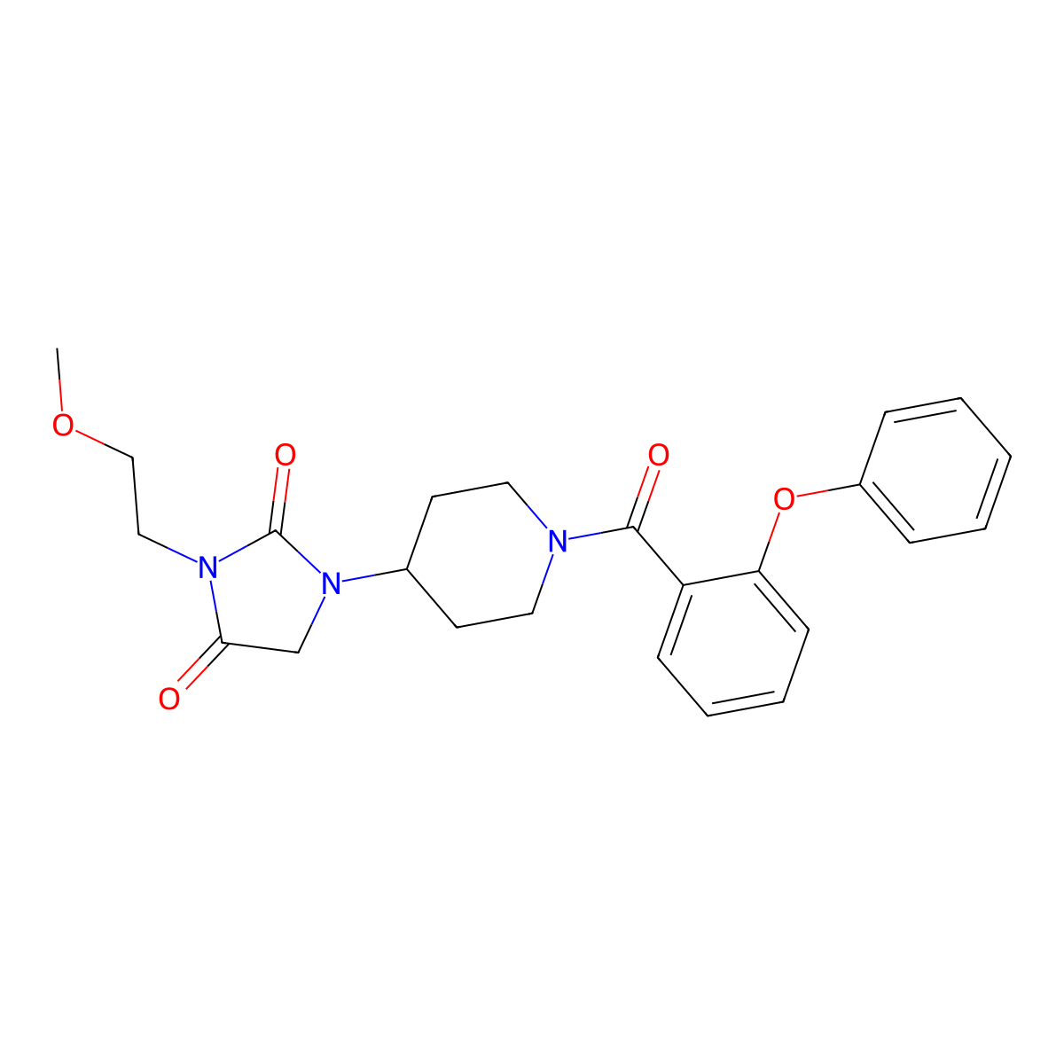 3-(2-Methoxyethyl)-1-[1-(2-phenoxybenzoyl)piperidin-4-yl]imidazolidine-2,4-dione molecular structure, CAS 2309796-85-6