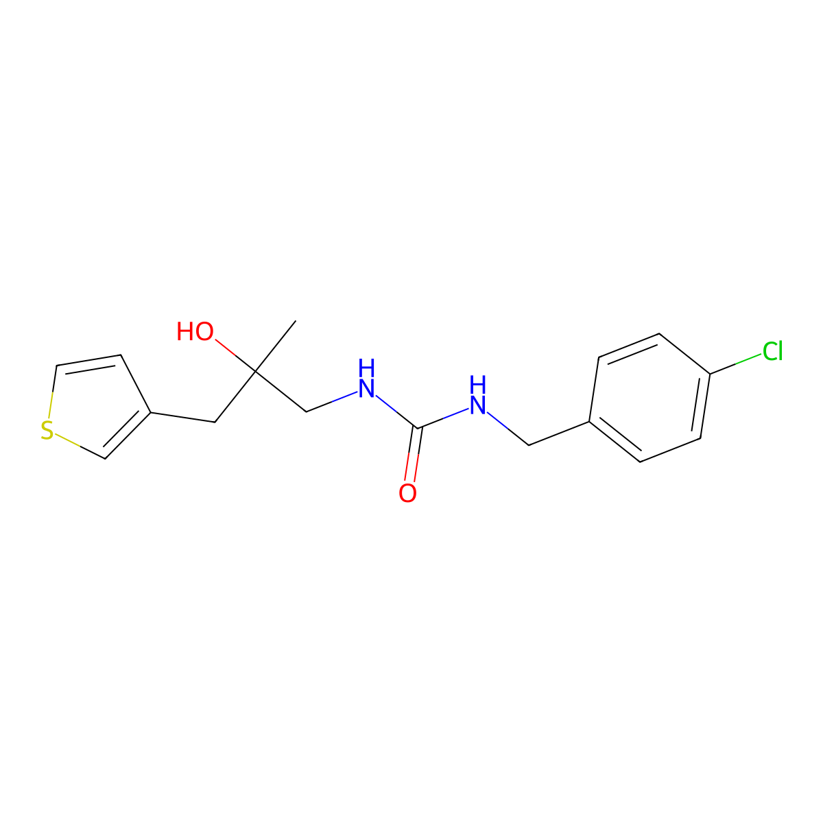 1-(4-Chlorobenzyl)-3-(2-hydroxy-2-methyl-3-(thiophen-3-yl)propyl)urea molecular structure, CAS 2309797-05-3