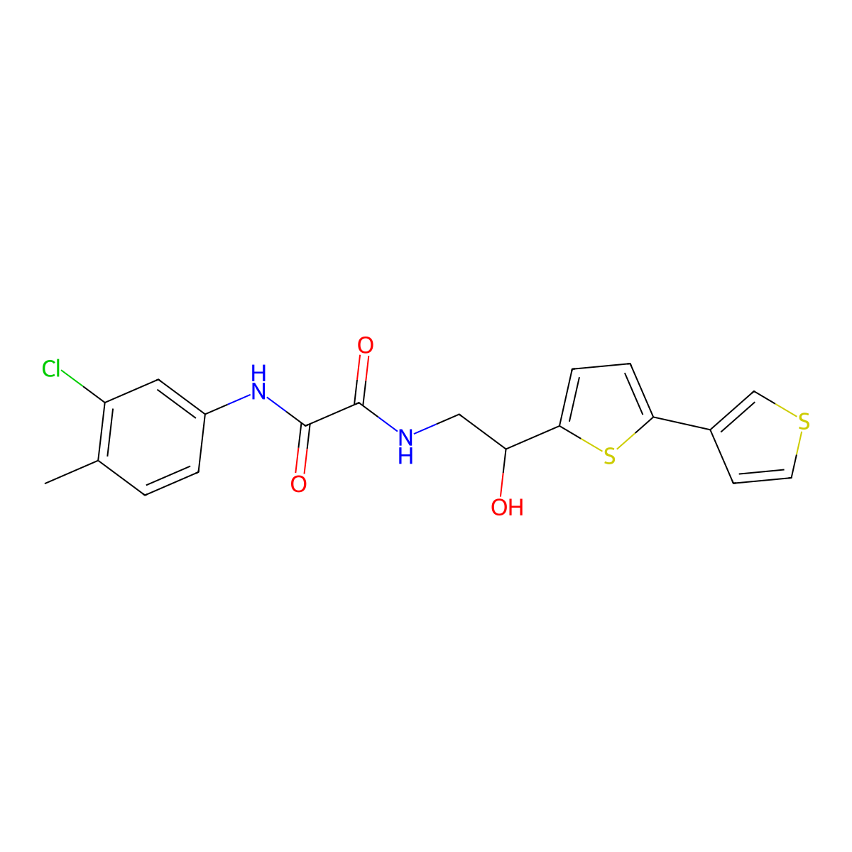 N-(2-{[2,3'-bithiophene]-5-yl}-2-hydroxyethyl)-N'-(3-chloro-4-methylphenyl)ethanediamide molecular structure, CAS 2309797-49-5