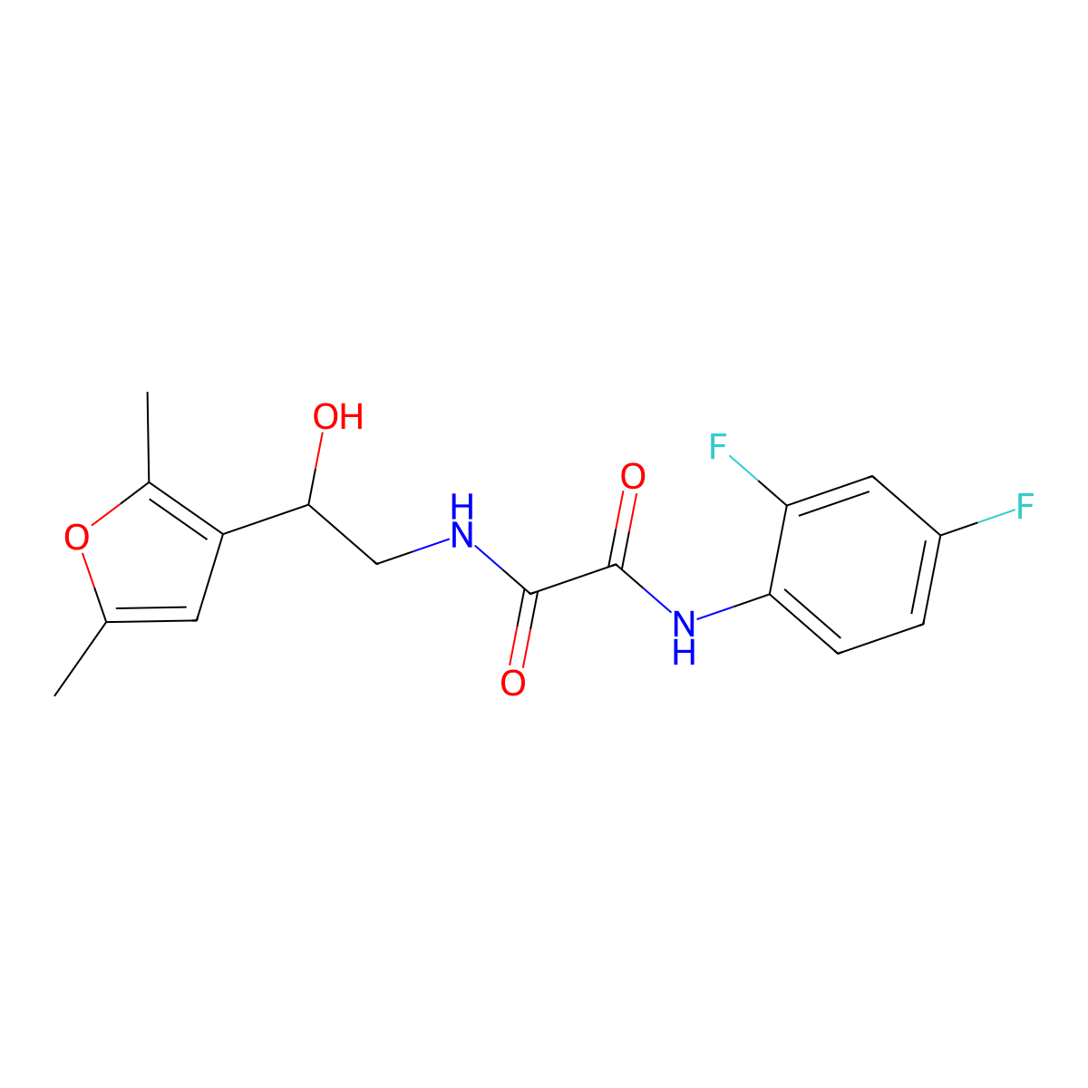N'-(2,4-difluorophenyl)-N-[2-(2,5-dimethylfuran-3-yl)-2-hydroxyethyl]ethanediamide molecular structure, CAS 2309797-51-9