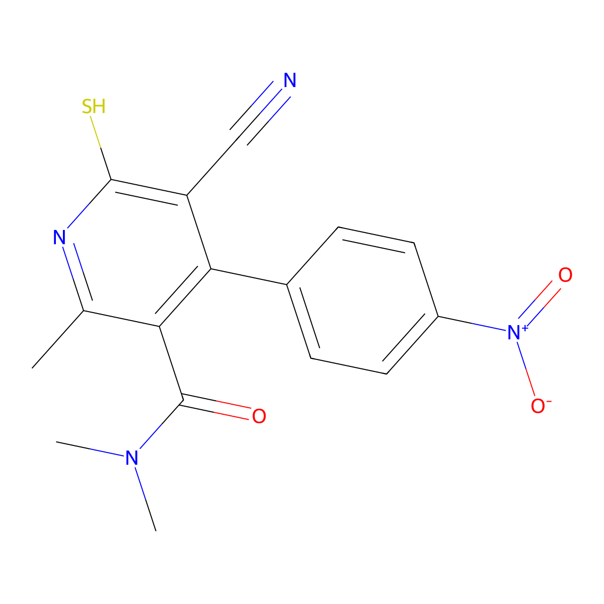5-cyano-N,N,2-trimethyl-4-(4-nitrophenyl)-6-sulfanylpyridine-3-carboxamide molecular structure, CAS 2309797-92-8