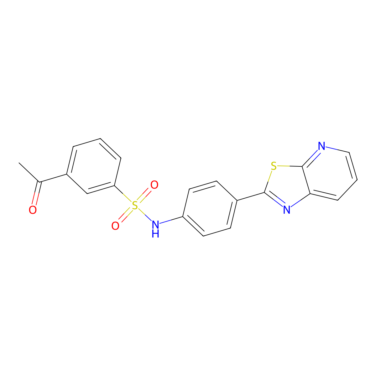 3-acetyl-N-(4-(thiazolo[5,4-b]pyridin-2-yl)phenyl)benzenesulfonamide molecular structure, CAS 2309798-14-7
