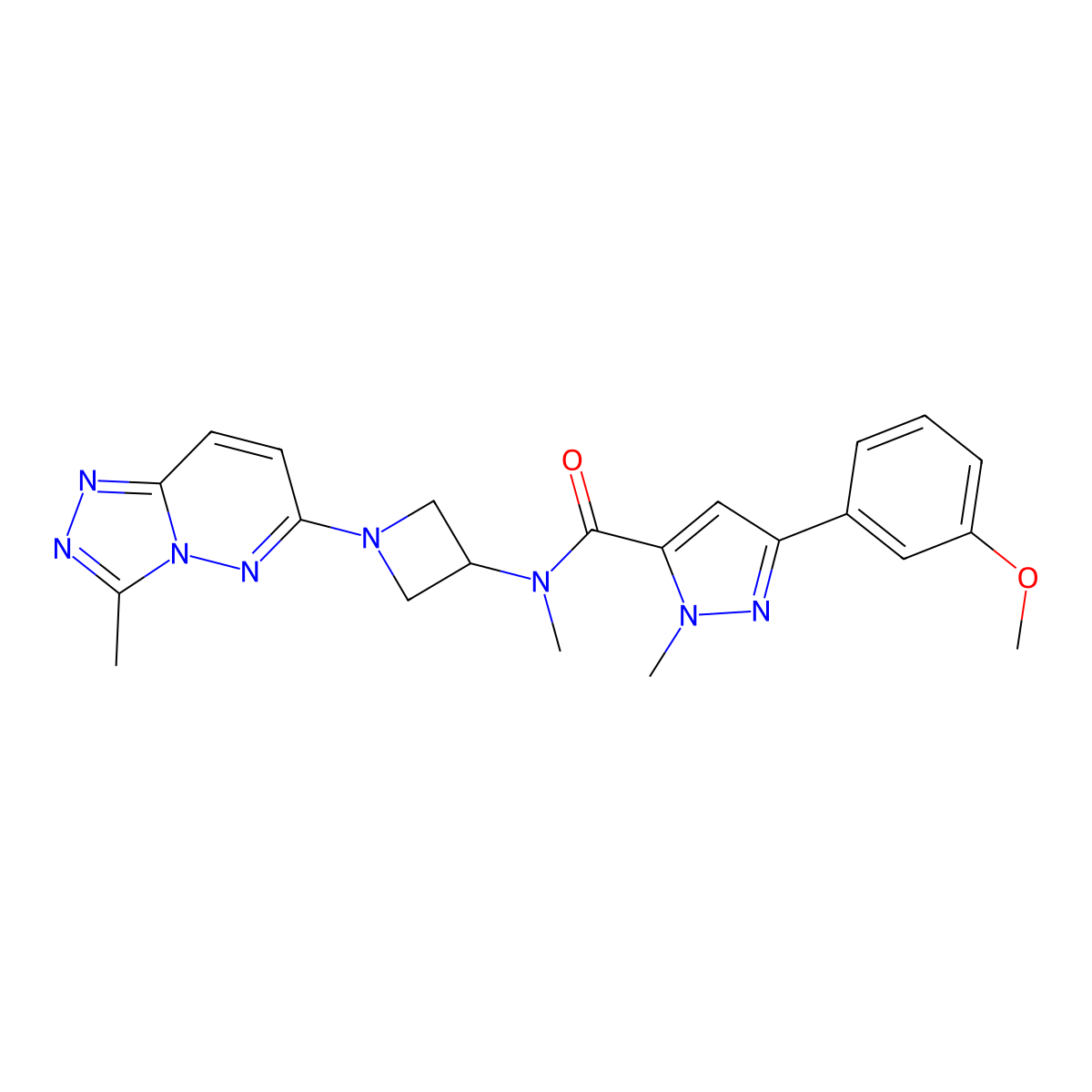 3-(3-methoxyphenyl)-N,1-dimethyl-N-(1-(3-methyl-[1,2,4]triazolo[4,3-b]pyridazin-6-yl)azetidin-3-yl)-1H-pyrazole-5-carboxamide molecular structure, CAS 2309798-20-5