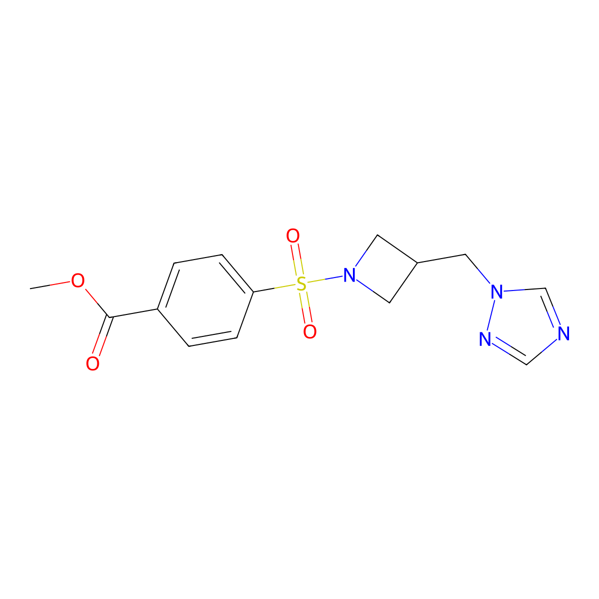 methyl 4-((3-((1H-1,2,4-triazol-1-yl)methyl)azetidin-1-yl)sulfonyl)benzoate molecular structure, CAS 2309799-76-4