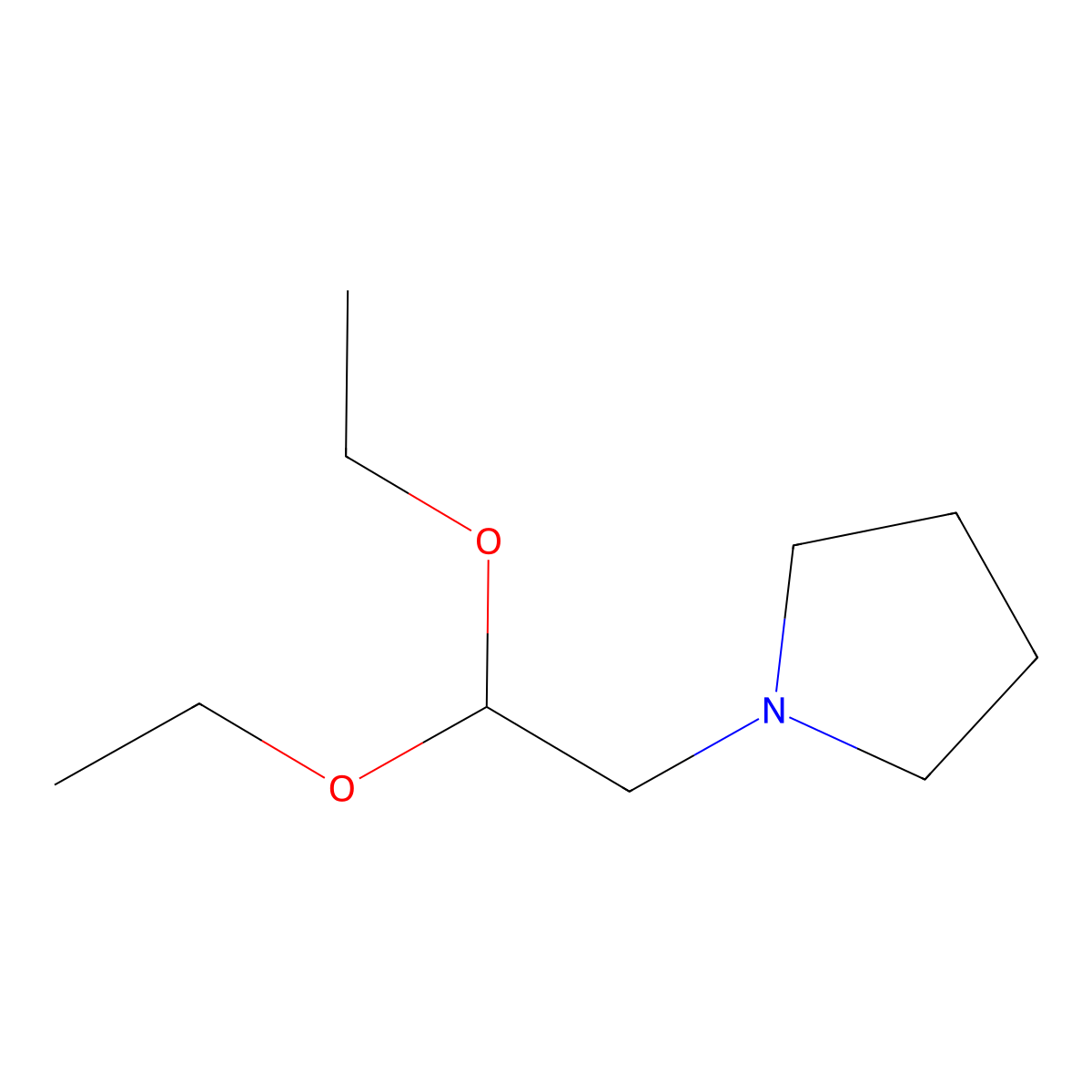 1-Pyrrolidineacetaldehyde, diethyl acetal molecular structure, CAS 23098-07-9