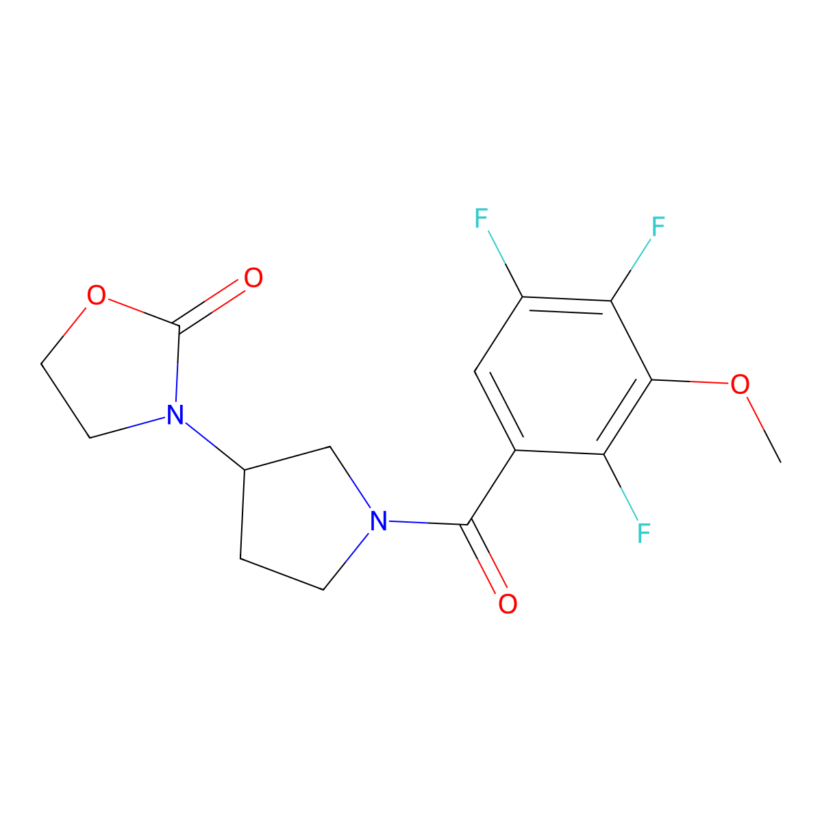 3-[1-(2,4,5-Trifluoro-3-methoxybenzoyl)pyrrolidin-3-yl]-1,3-oxazolidin-2-one molecular structure, CAS 2309800-15-3