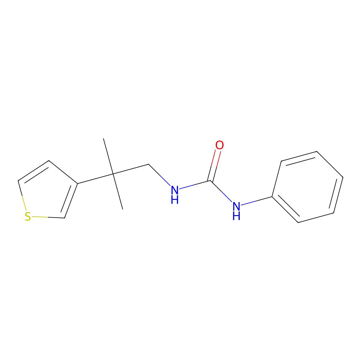 1-(2-Methyl-2-(thiophen-3-yl)propyl)-3-phenylurea molecular structure, CAS 2309800-41-5