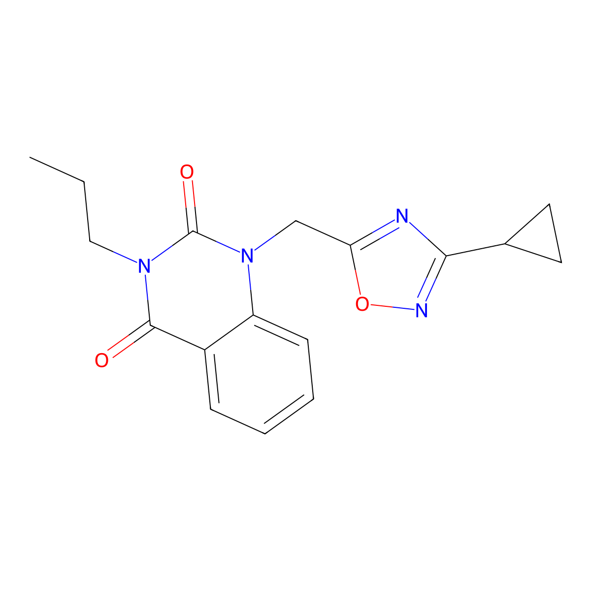 1-((3-cyclopropyl-1,2,4-oxadiazol-5-yl)methyl)-3-propylquinazoline-2,4(1H,3H)-dione molecular structure, CAS 2309800-62-0