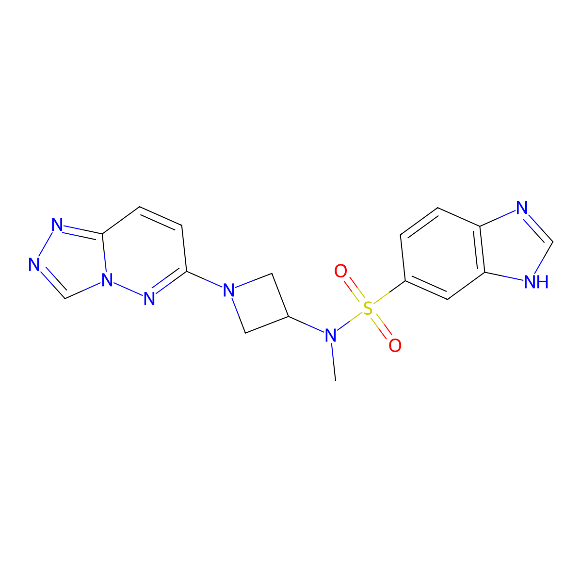 N-(1-([1,2,4]triazolo[4,3-b]pyridazin-6-yl)azetidin-3-yl)-N-methyl-1H-benzo[d]imidazole-5-sulfonamide molecular structure, CAS 2309800-71-1