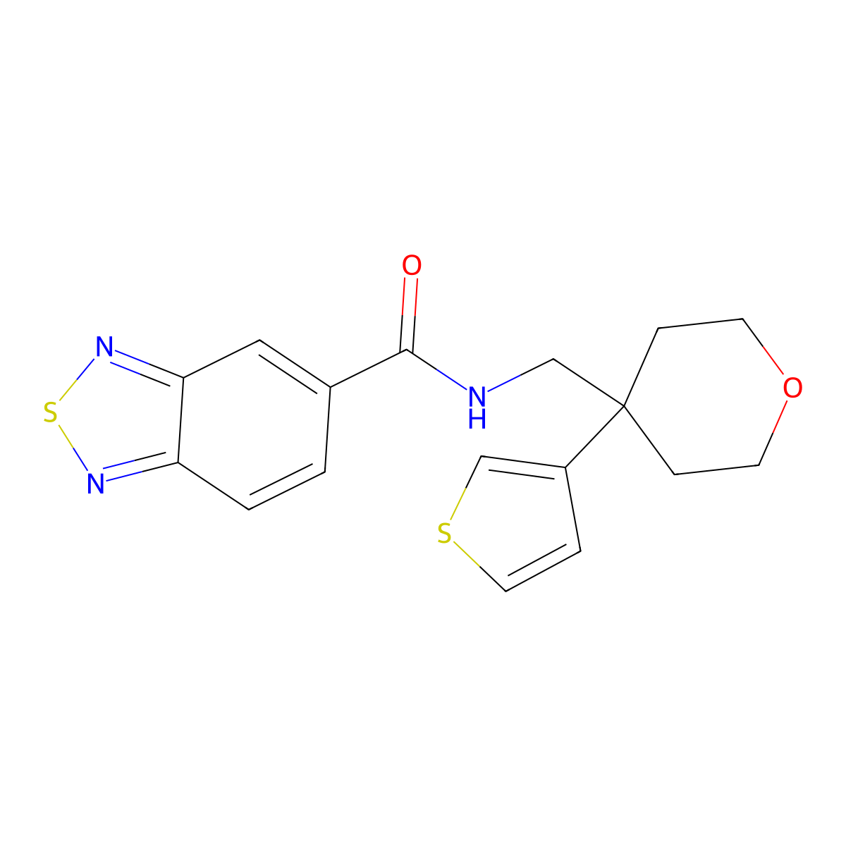 N-{[4-(thiophen-3-yl)oxan-4-yl]methyl}-2,1,3-benzothiadiazole-5-carboxamide molecular structure, CAS 2309801-28-1