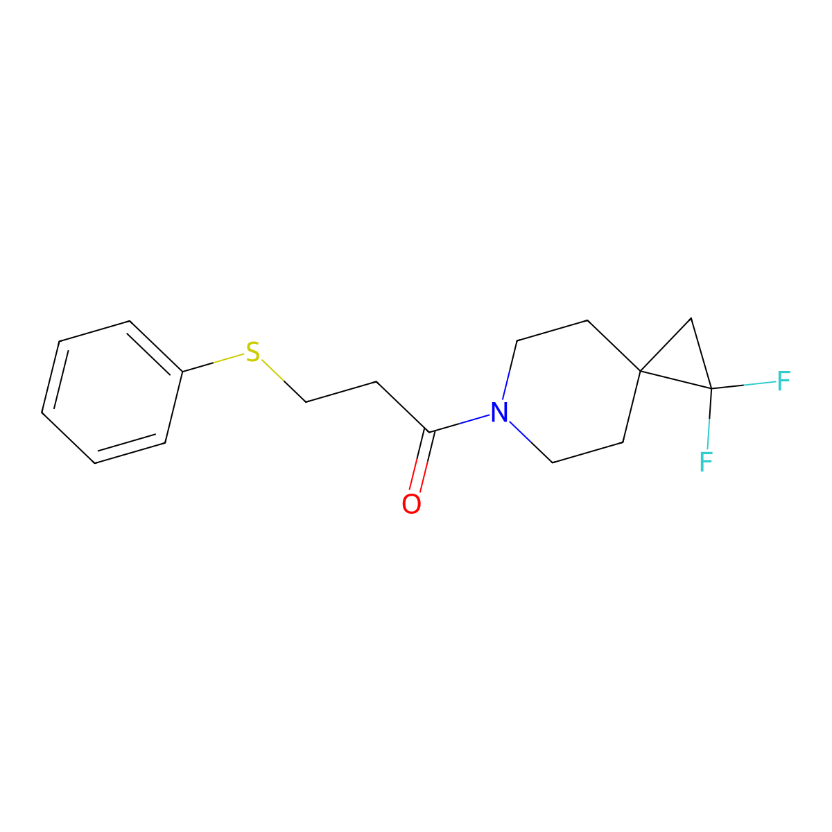 1-(1,1-Difluoro-6-azaspiro[2.5]octan-6-yl)-3-(phenylthio)propan-1-one molecular structure, CAS 2309801-94-1