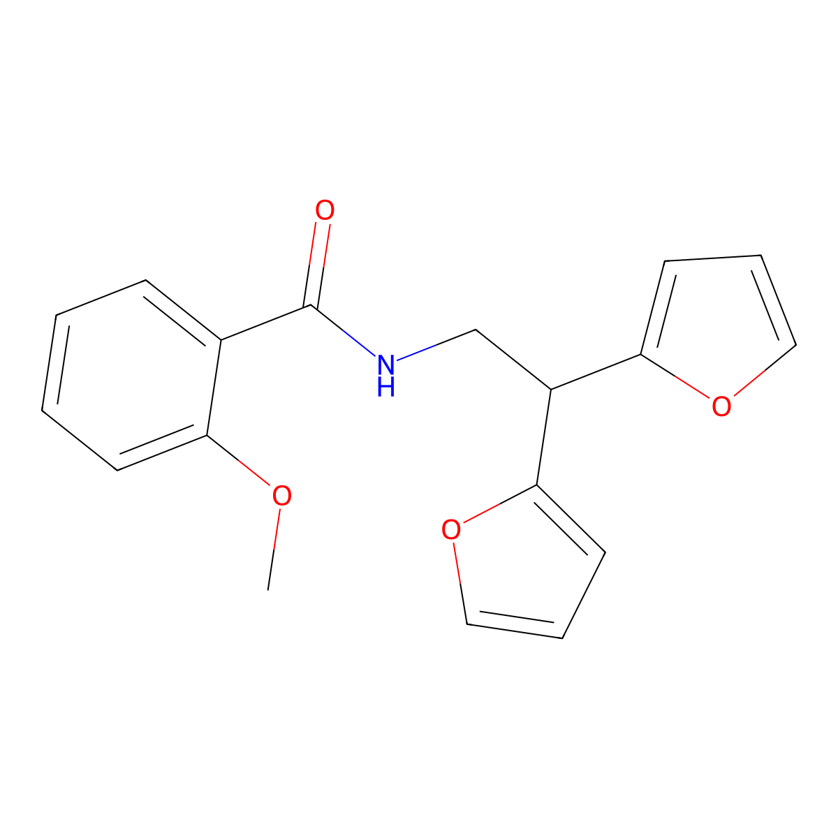 N-[2,2-bis(furan-2-yl)ethyl]-2-methoxybenzamide molecular structure, CAS 2309802-49-9