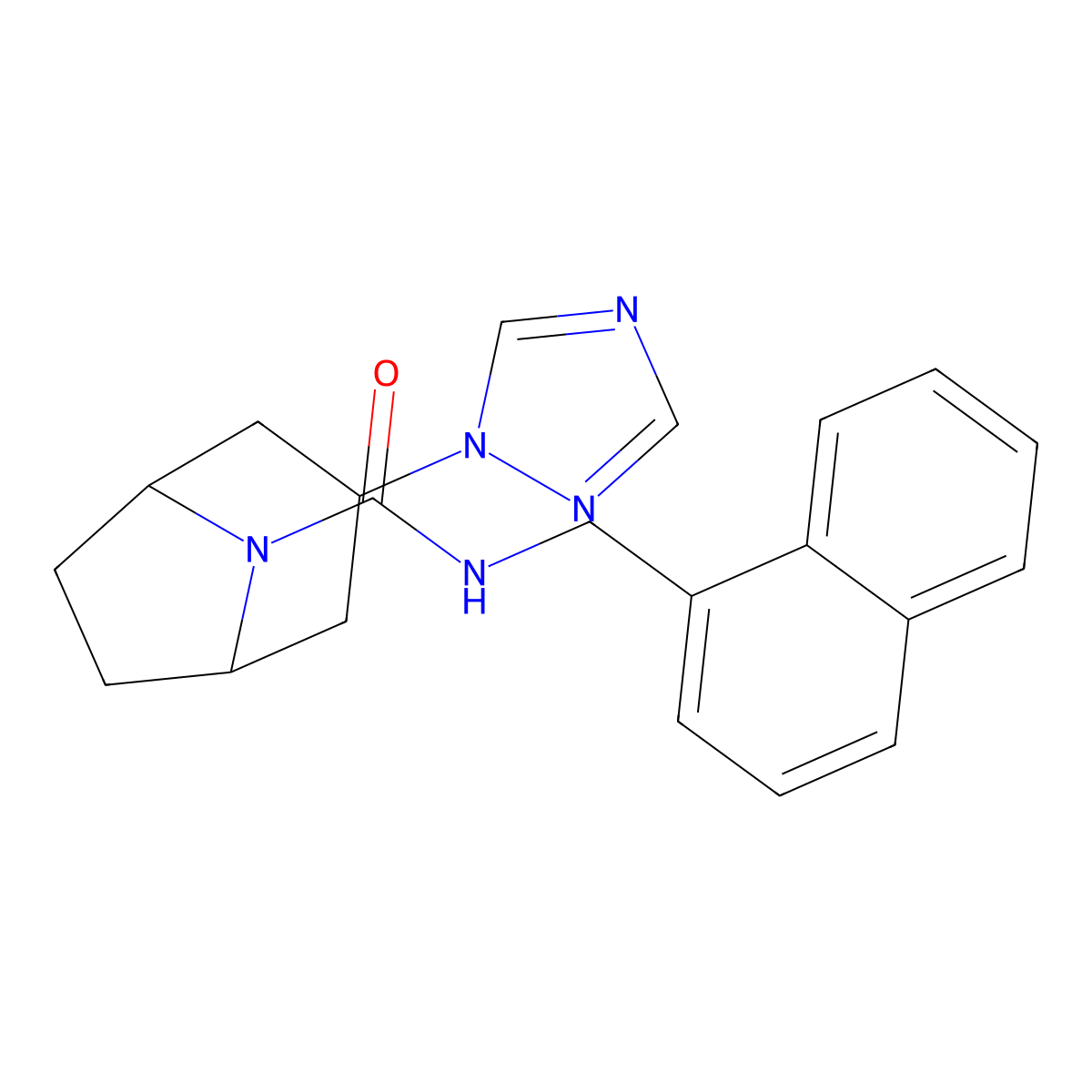N-[(naphthalen-1-yl)methyl]-3-(1H-1,2,4-triazol-1-yl)-8-azabicyclo[3.2.1]octane-8-carboxamide molecular structure, CAS 2309802-57-9
