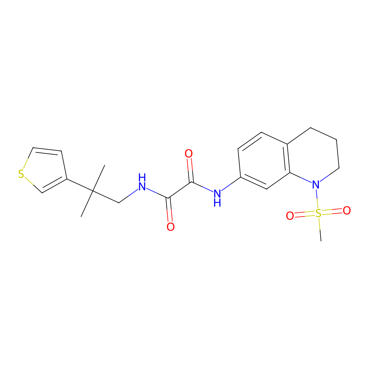 N1-(2-methyl-2-(thiophen-3-yl)propyl)-N2-(1-(methylsulfonyl)-1,2,3,4-tetrahydroquinolin-7-yl)oxalamide molecular structure, CAS 2309803-43-6