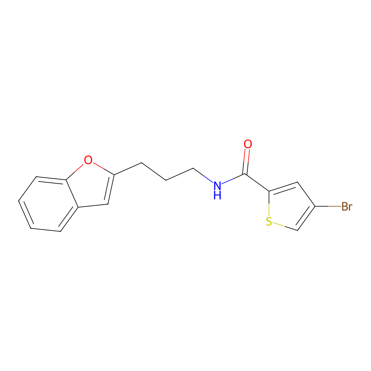 N-(3-(benzofuran-2-yl)propyl)-4-bromothiophene-2-carboxamide molecular structure, CAS 2309803-66-3