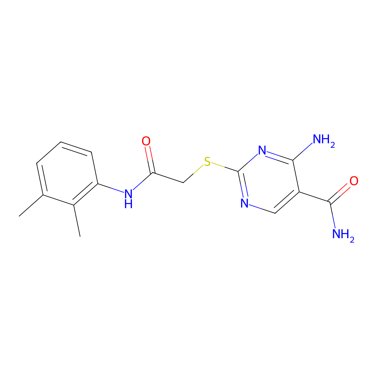 4-Amino-2-({[(2,3-dimethylphenyl)carbamoyl]methyl}sulfanyl)pyrimidine-5-carboxamide molecular structure, CAS 2309804-21-3